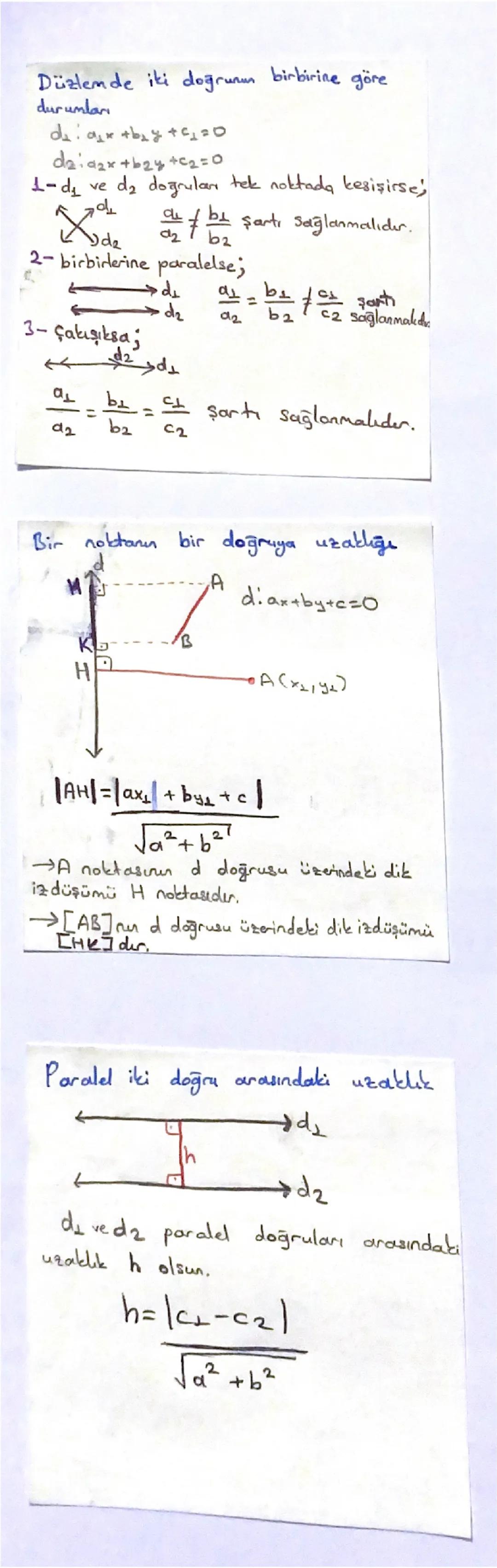 # ANALITIK GEOMETRI~

İki nokta arasındaki uzaklık
$A(x_1,y_1)$ ve $B(x_2,y_2)$ notalardaki
uzaklık,
$|AB|=\sqrt{(x_1-x_2)^2+(y_1-y_2)^2}$

