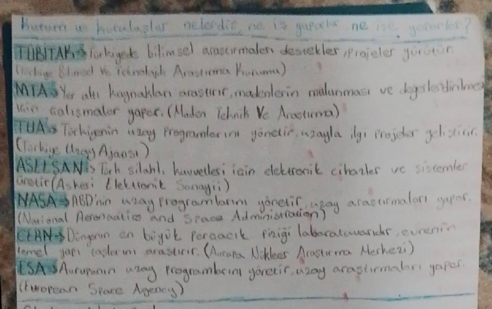 Kurum ve kuruluşlar nelerdit, ne iş yapatos ne ise yo

TUBITAK forbigede bilimsel araştırmaları destekler, Projeler yürütün
rachige Bdimed v