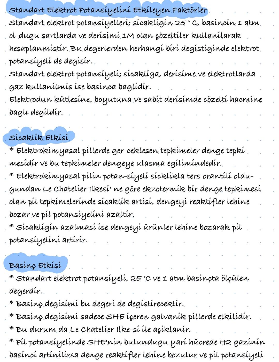 Kimya ve Elektrik, nerst denklemi, pil türleri