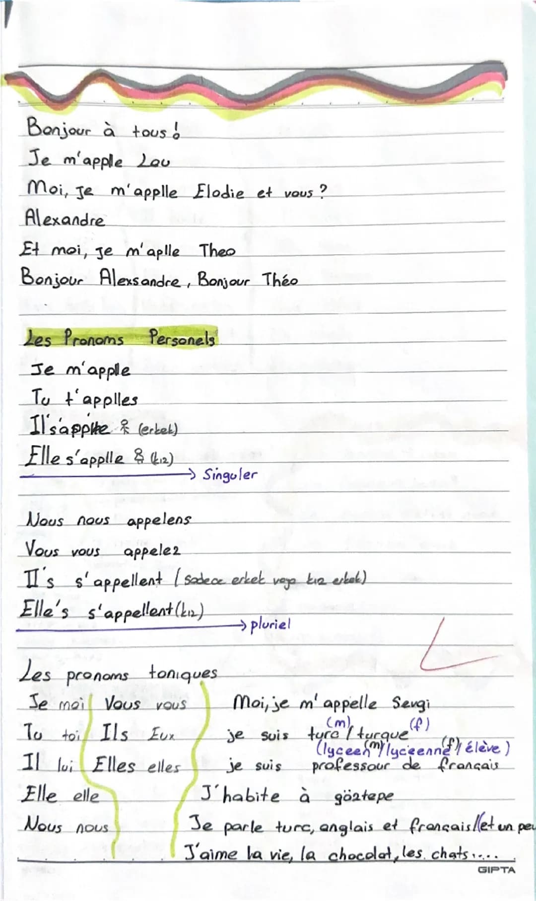 "1
AL DELF HAZIRLIK!!
UNIT 1: Et Vous ?
Soru Şekilleri:
isim sorma
Comment vous vous appez?
Comment tu t'appelles?
Je m'appelle.
2- Ülke sor