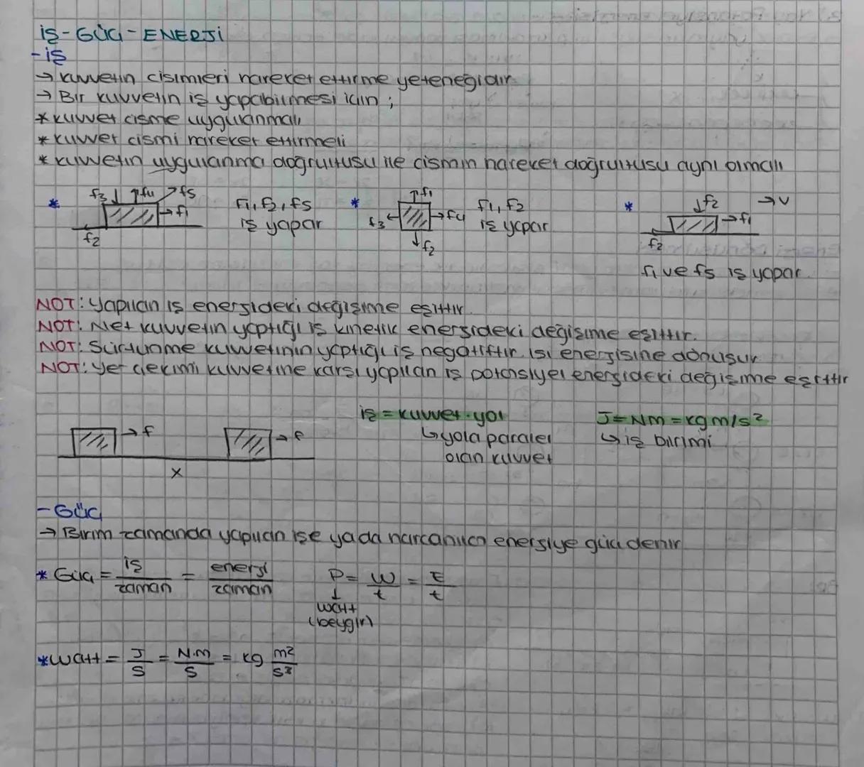is-GUG ENERJI
Fis
Skuvvetin cisimleri hareket ettirme yeteneğidir.
→Bir kuvvetin iş yapabilmesi için ;
*Kuvvet cisme uygulanmal
* Kuvvet cis
