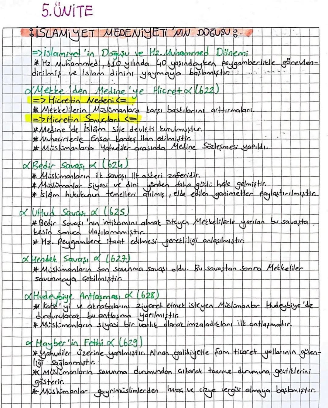 5.ÜNİTE
ISLAM YET MEDENİYETI WIN DOĞUSU
=> Is amiye 'in Doğuşu ve Hz. Muhammed Dönemi
* Hz. Muhammed, 610 yılında 40 yaşındayken peygamberli