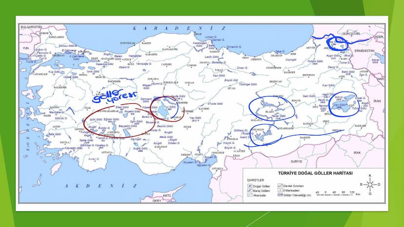 TÜRKİYE'DE SU, TOPRAK
VE BİTKİ 3ve4. zama
Türkiye'nin Akarsuları
Kaynakları yüksek dağlık sahalardır.
Yatak eğimleri fazladır.
Bu yüzden;
1.