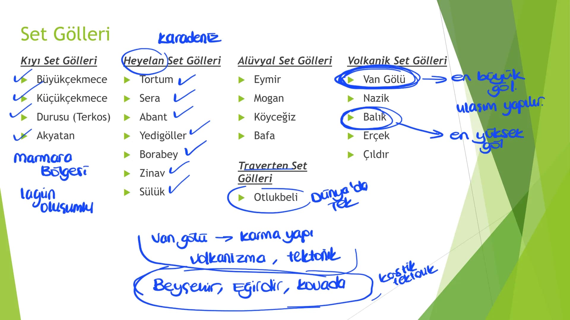 TÜRKİYE'DE SU, TOPRAK
VE BİTKİ 3ve4. zama
Türkiye'nin Akarsuları
Kaynakları yüksek dağlık sahalardır.
Yatak eğimleri fazladır.
Bu yüzden;
1.