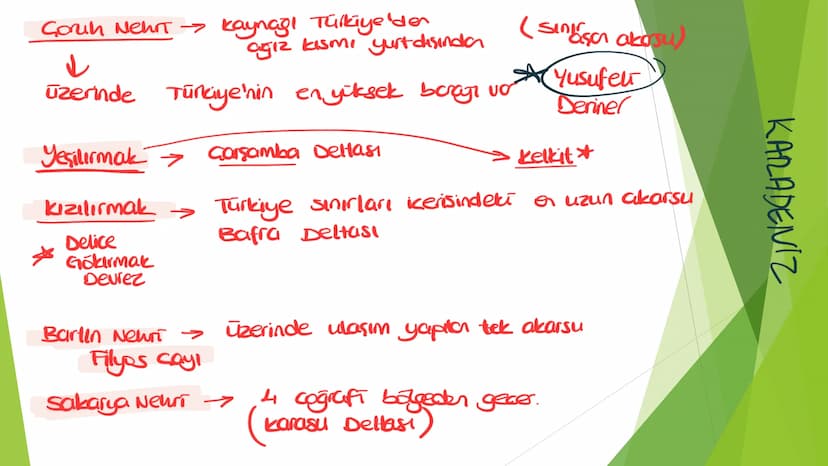 TÜRKİYE'DE SU, TOPRAK
VE BİTKİ 3ve4. zama
Türkiye'nin Akarsuları
Kaynakları yüksek dağlık sahalardır.
Yatak eğimleri fazladır.
Bu yüzden;
1.