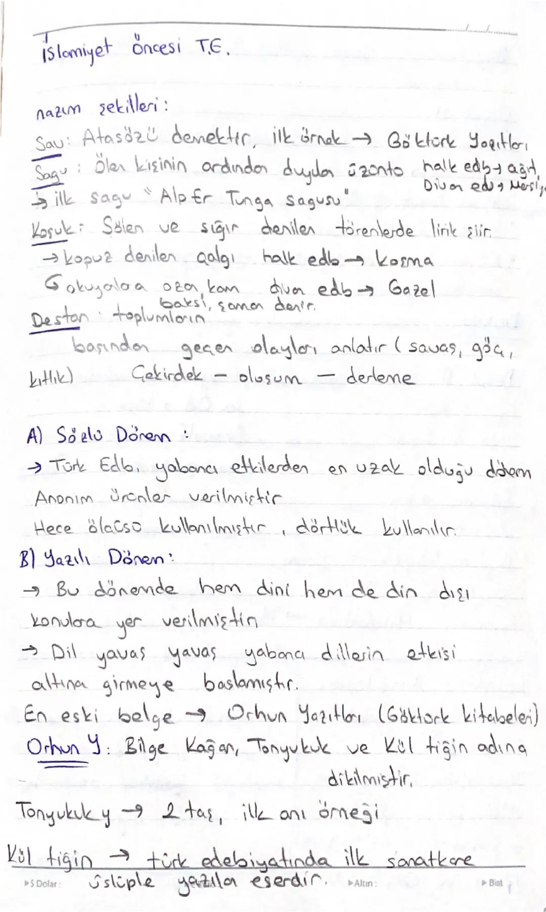 islamiyet öncesi T.E.

nazım şekilleri:
Sau: Atasözü demektir, ilk örnek Göktürk Yogıtları
Sagu: Ölen kişinin ardından duyula üzünto halk ed