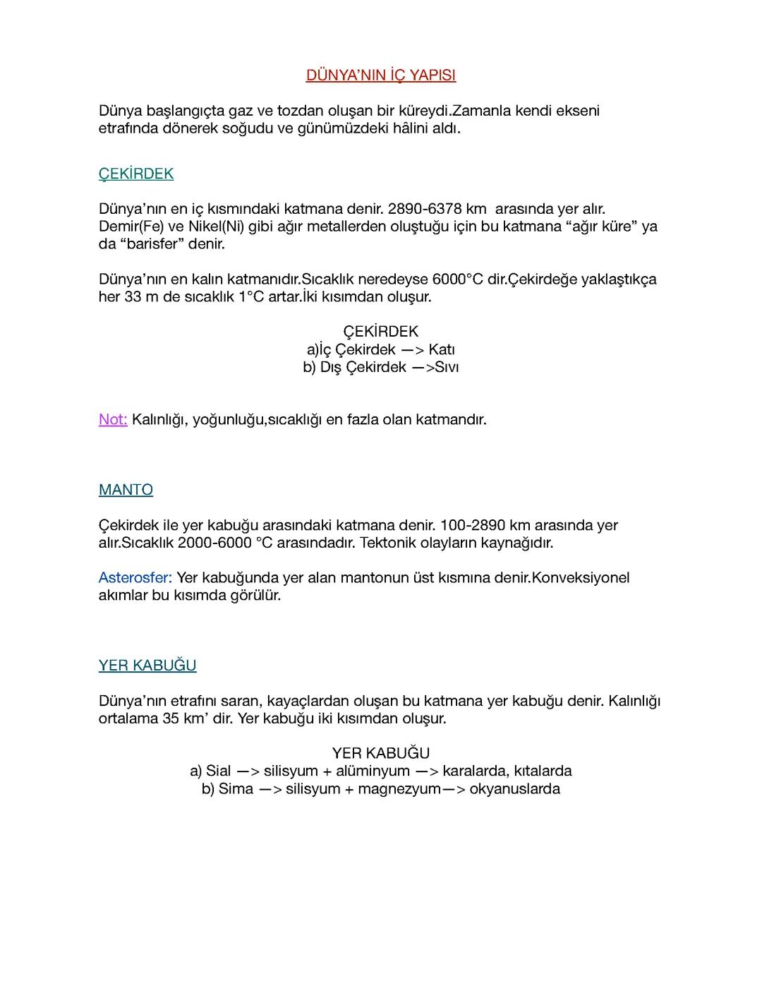 Dünyanın İç Yapısı Coğrafya