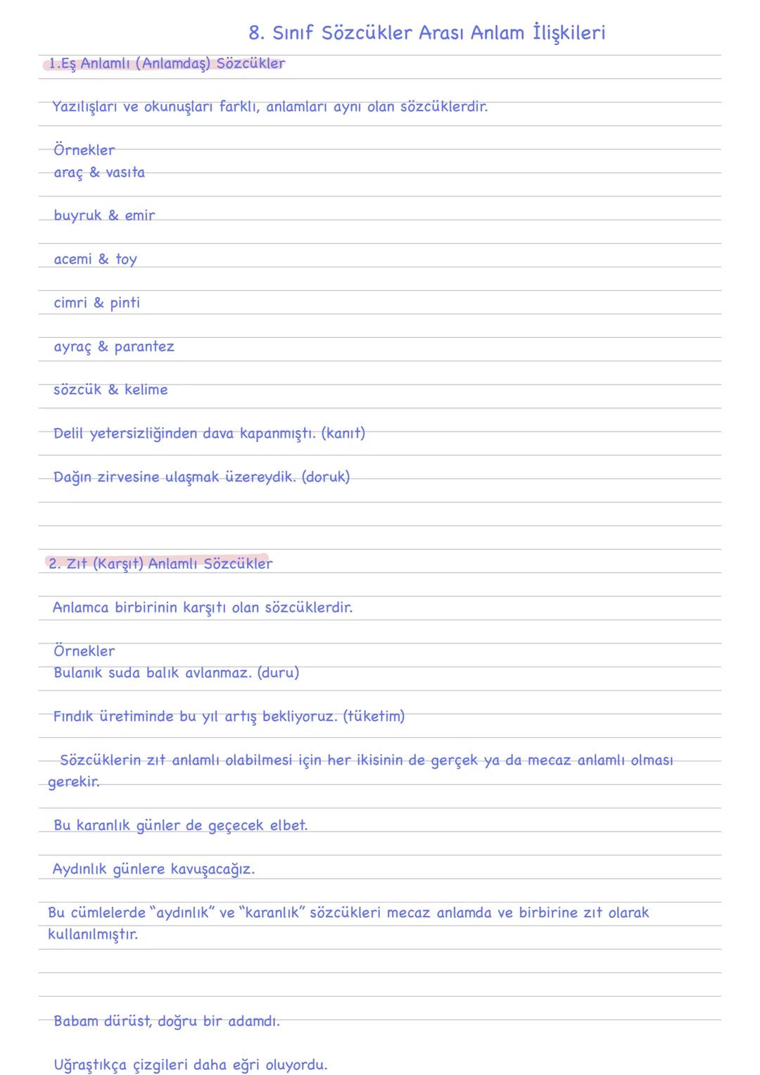 8. Sınıf Sözcükler Arası Anlam İlişkileri

1.Eş Anlamlı (Anlamdaş) Sözcükler

Yazılışları ve okunuşları farklı, anlamları aynı olan sözcükle