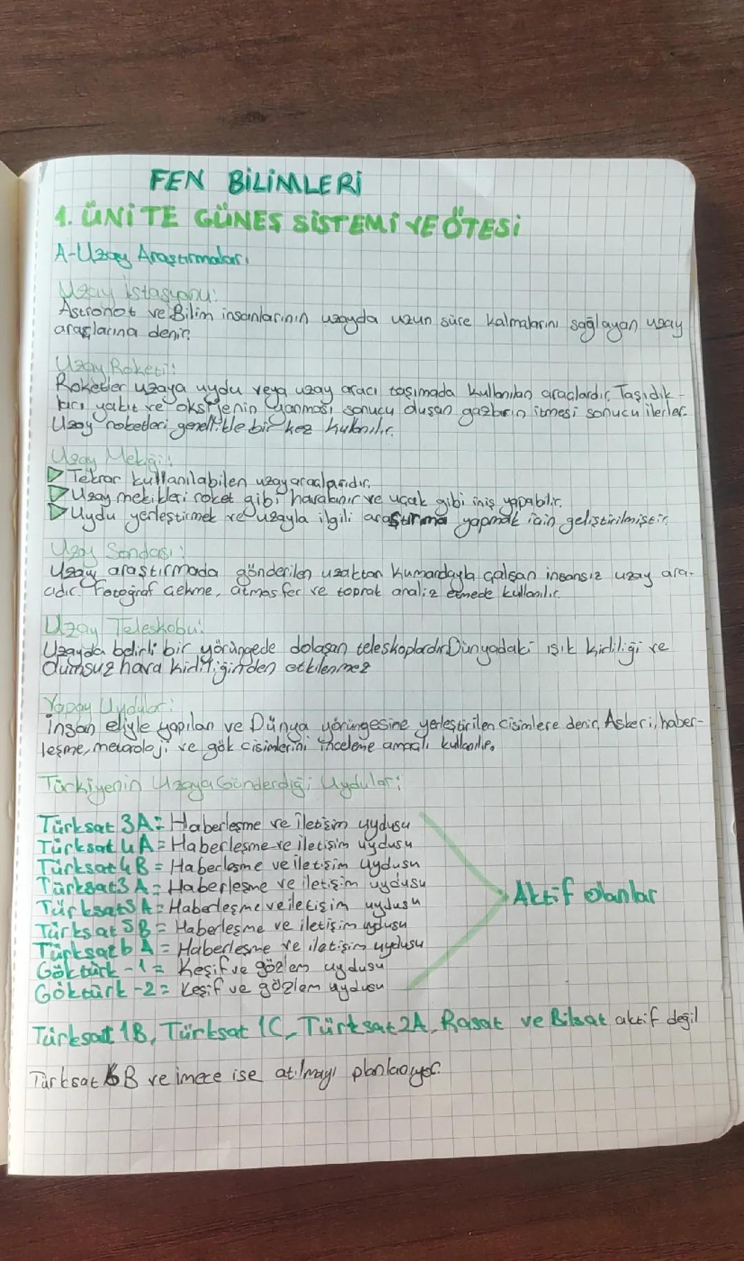 Fen Bilimleri 7. Sınıf 1. Ünite özeti 