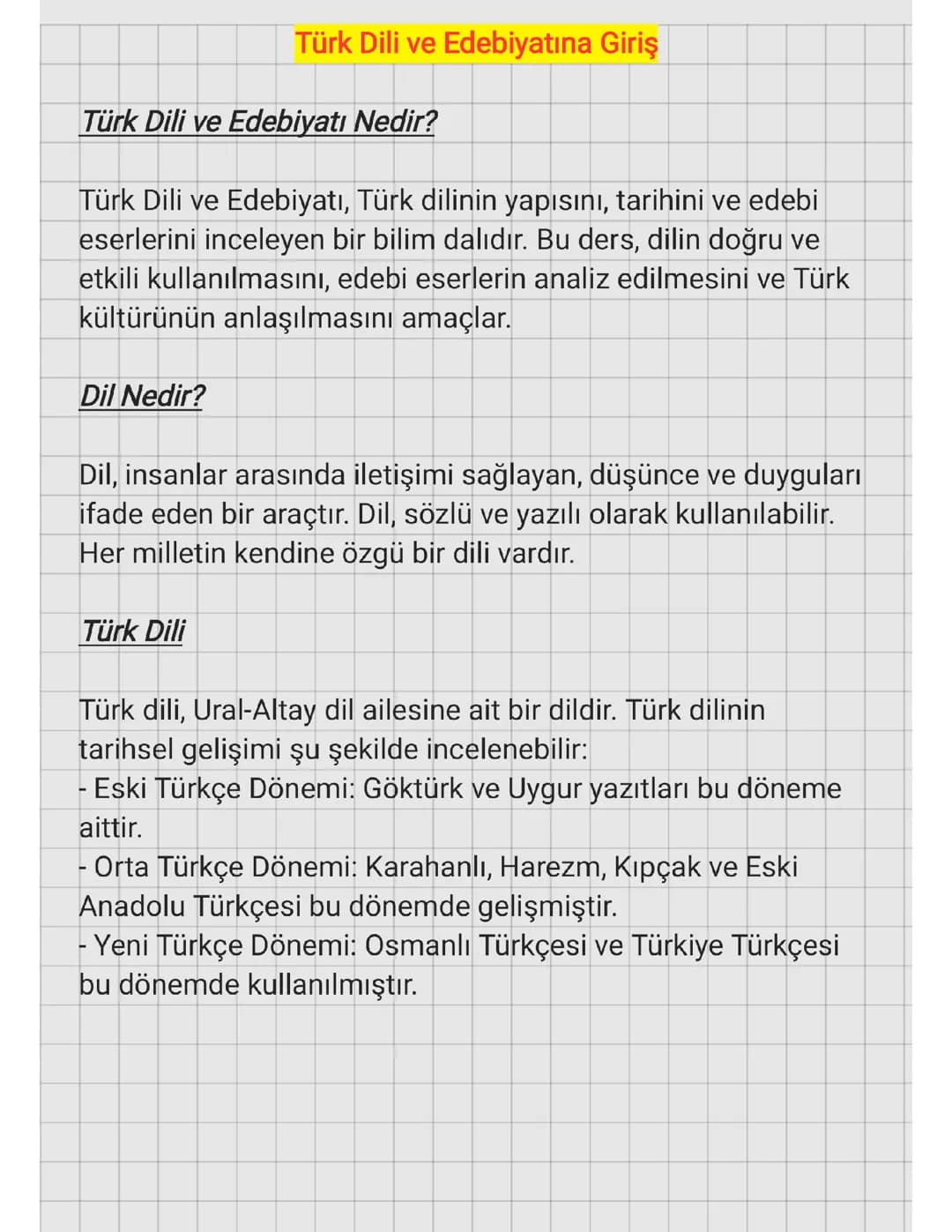 TÜRK DİLİ VE EDEBİYATINA GİRİŞ