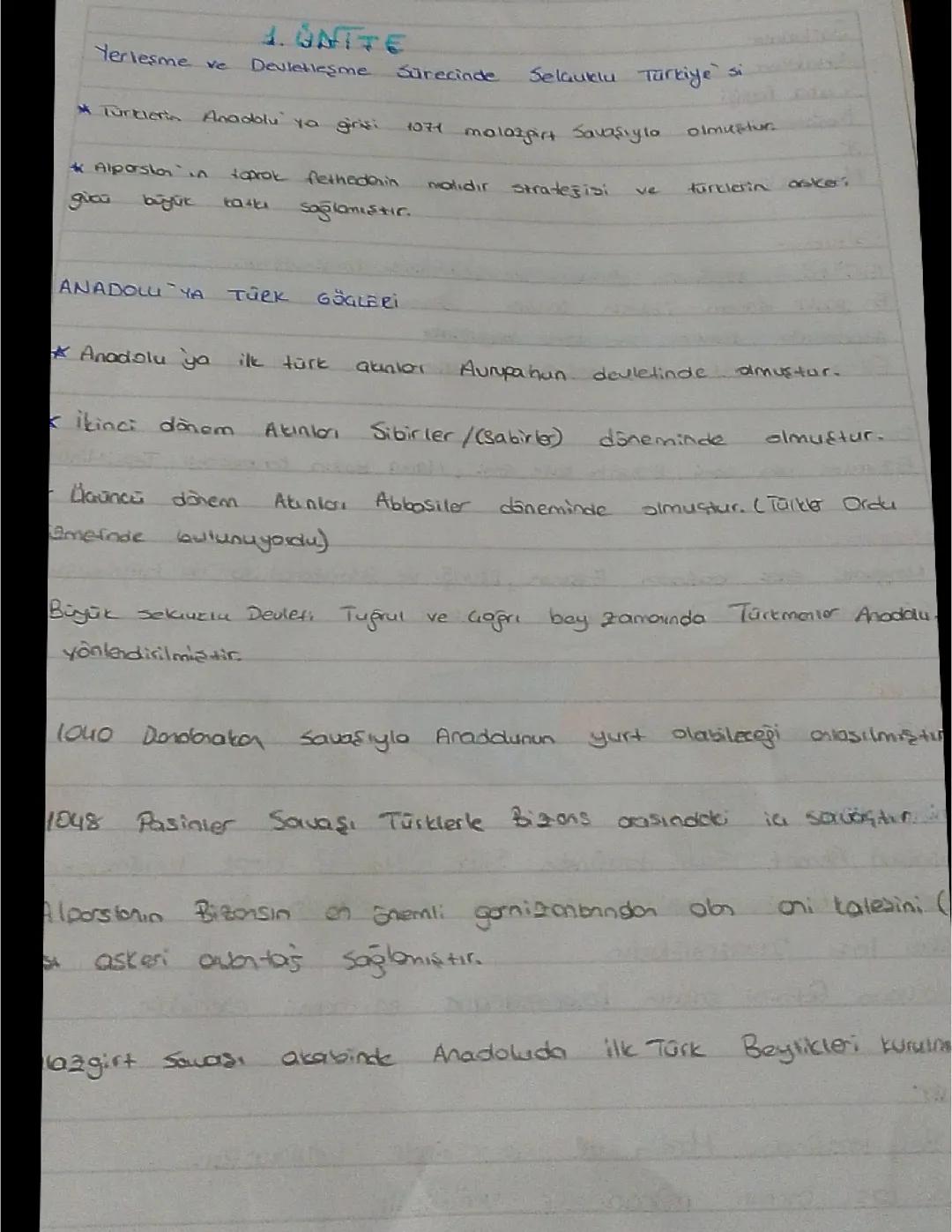 Selçuklu Türkiyesinde Yerleşme ve Devletleşme Süreci - 10. Sınıf Tarih