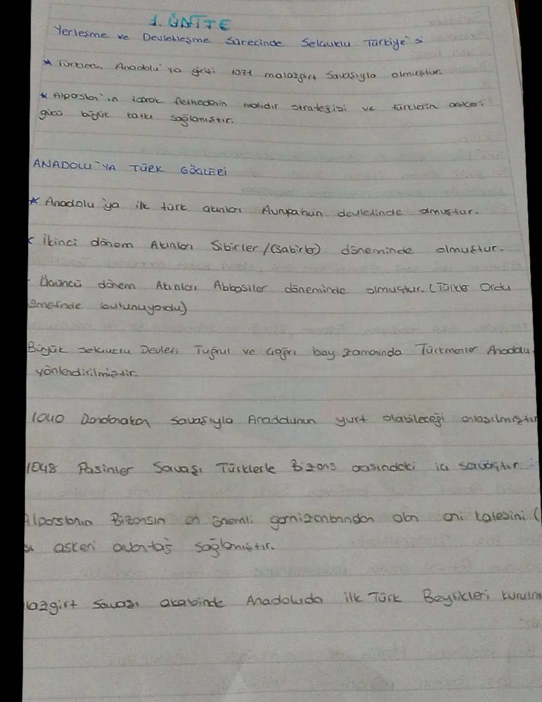 Yerleşme ve
* Türklerin
1. UNITE
Devletleşme
Anadolu ya girişi
Sürecinde
Selçuklu Türkiye si
4074 malazgirt Savaşıyla. olmustur
* Alporstan 
