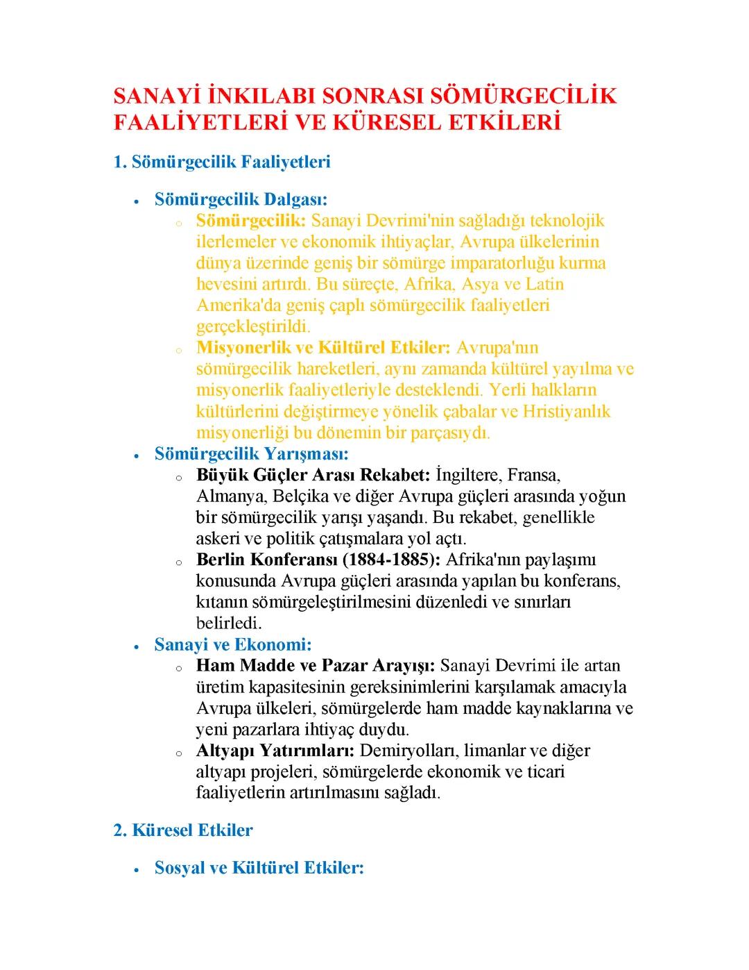 Sanayi İnkılabı ve Sömürgecilik: Küresel Etkiler ve Tarihi Değişim