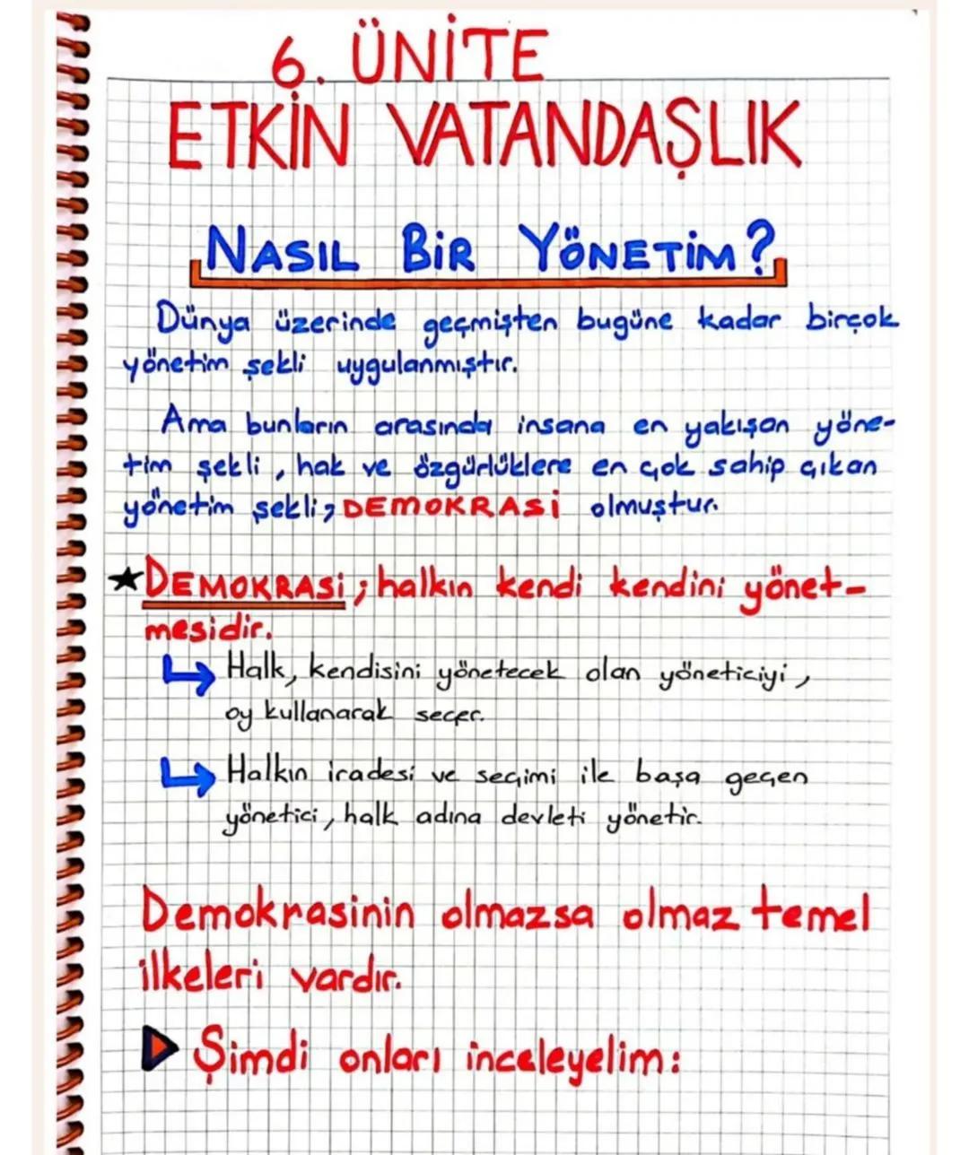 6. ÜNİTE
ETKIN VATANDAŞLIK
NASIL BİR YÖNETİM?
Dünya üzerinde geçmişten bugüne kadar birçok
yönetim şekli uygulanmıştır.
Ama bunların arasınd