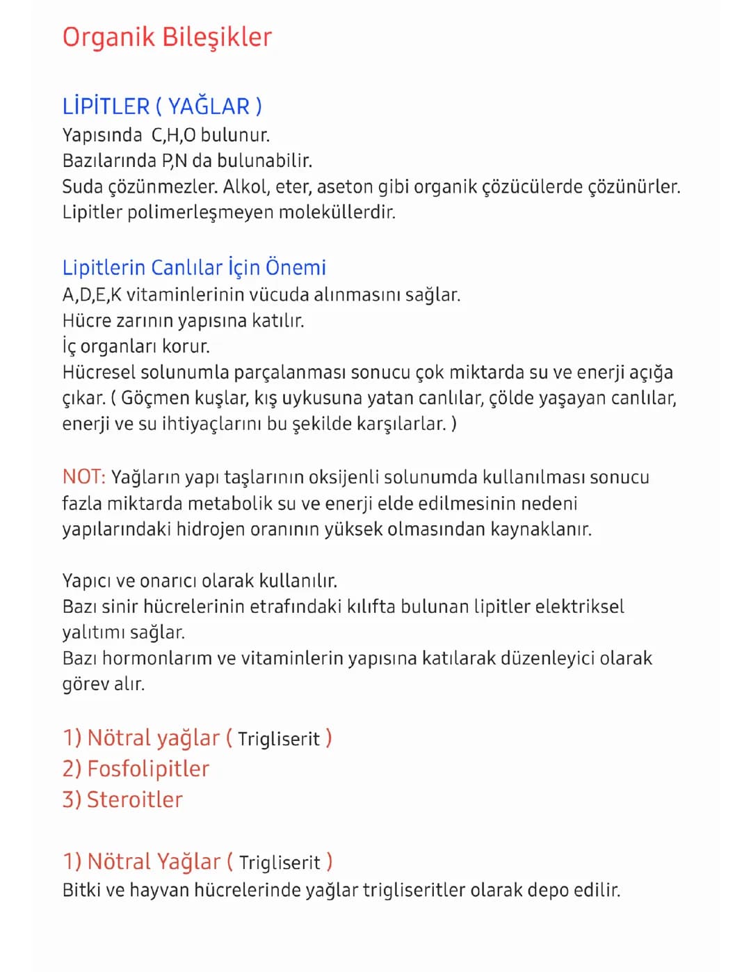 Organik bileşikler lipitler