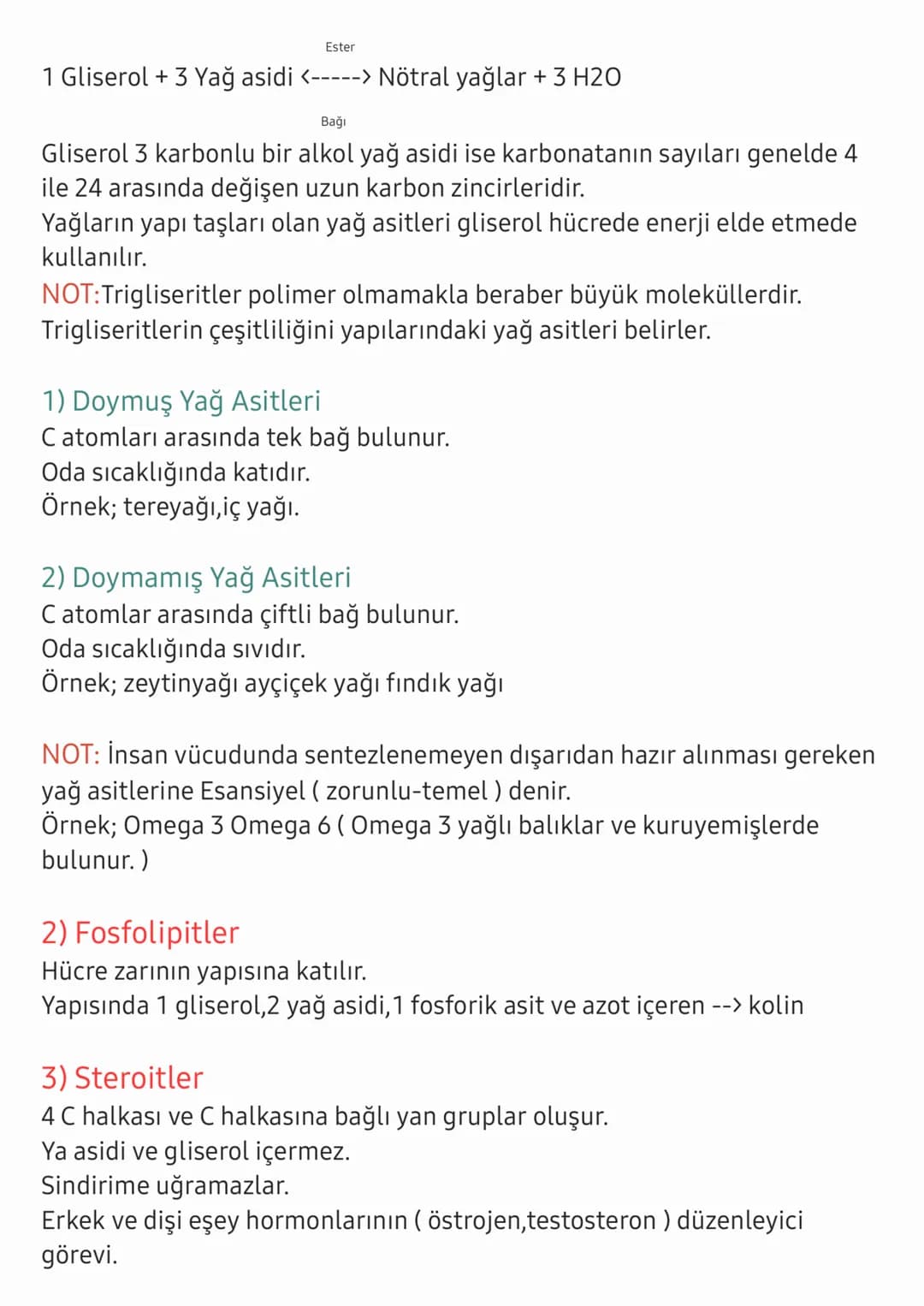 Organik Bileşikler
LİPİTLER (YAĞLAR)
Yapısında C,H,O bulunur.
Bazılarında P,N da bulunabilir.
Suda çözünmezler. Alkol, eter, aseton gibi org