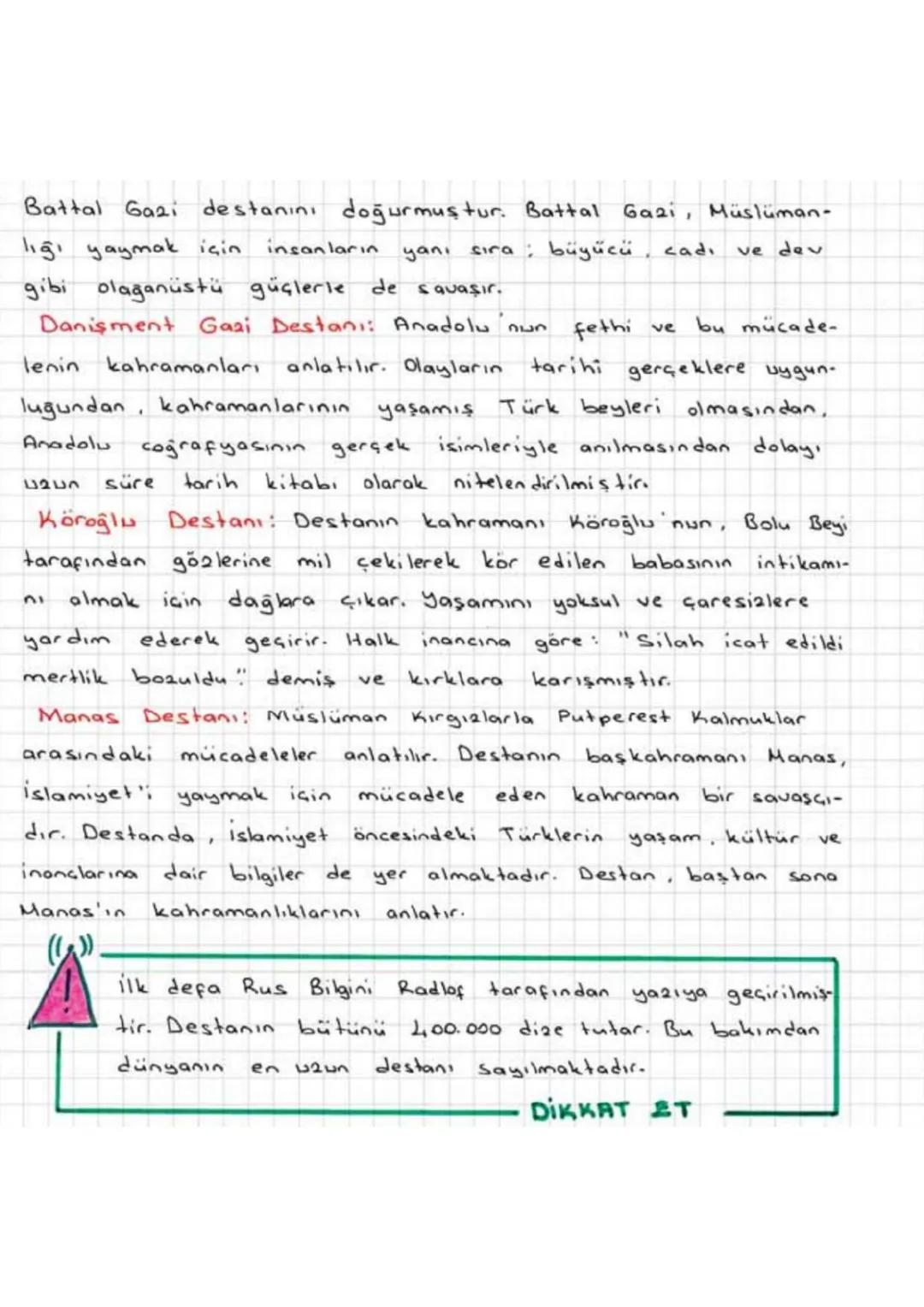 İslamiyet Öncesi Türk Destanlors
V Destanlarımızda
rüya, ışık, ağaç kırklar, at, ok, yay, magara,
ak sakall ihtiyar, yada taşı gibi motifler