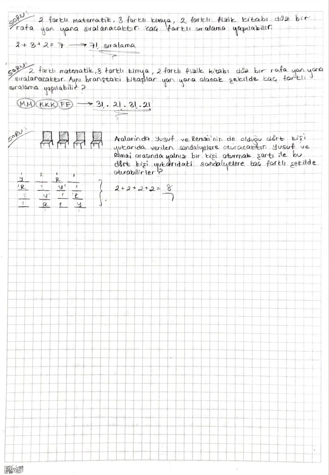 TOPLAMA VE GARPMA YOLUYLA
SAYMA
Toplama Yoluyla sayma:
* A ile B sonlu ve ayrık iki küme olsun.
AAB = Ø olduğundan s(AUB) = S(A) + S(B) olur