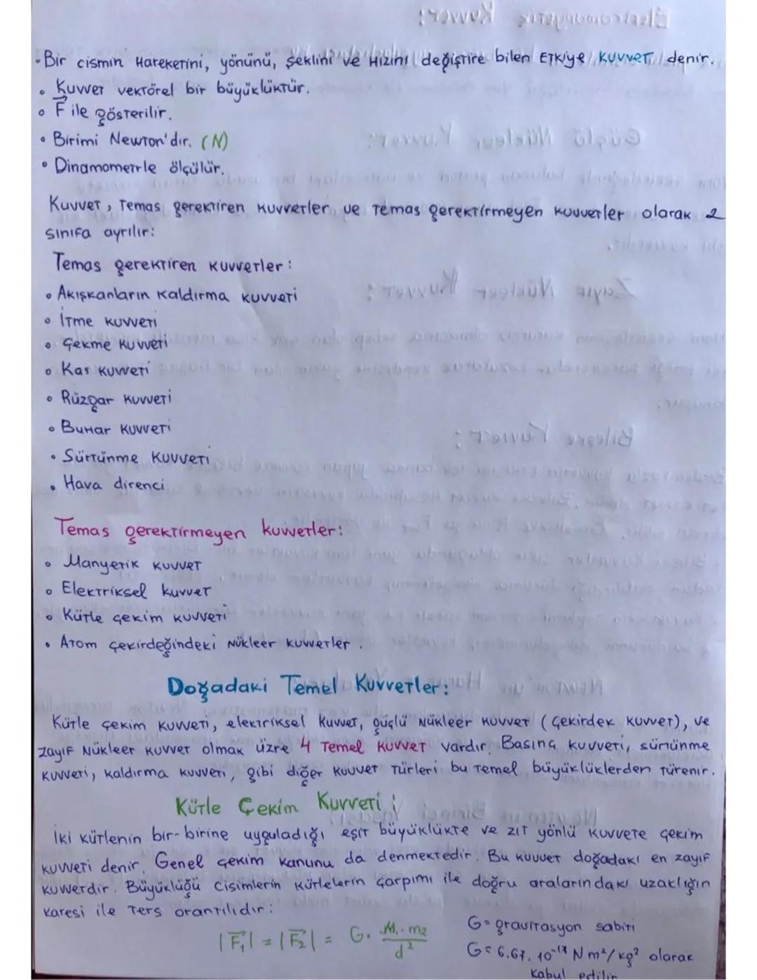 Kuvvet Nedir? Konu Anlatımı ve Formülleri