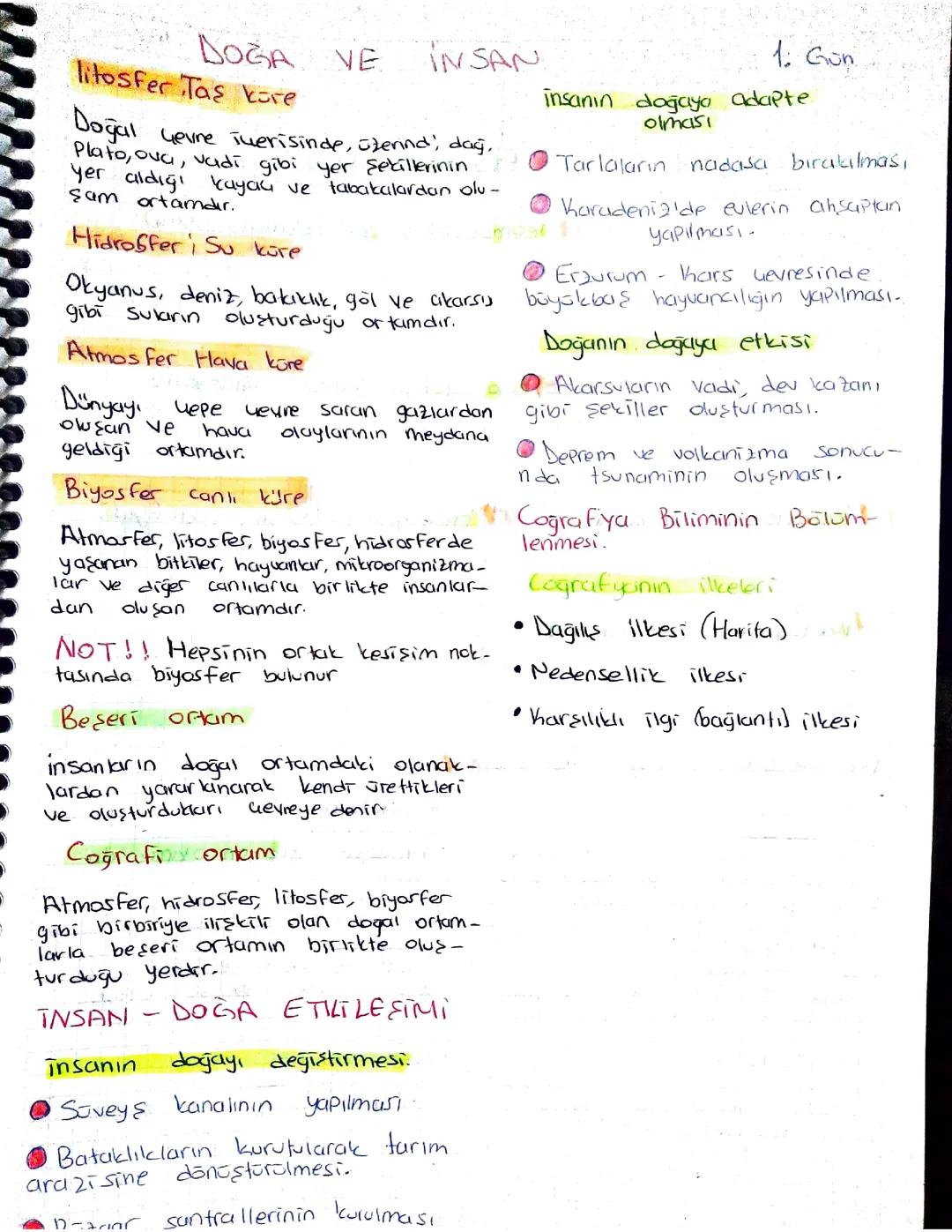 9. Sınıf Coğrafya: Doğa ve İnsan Etkileşimi ve Özetleri