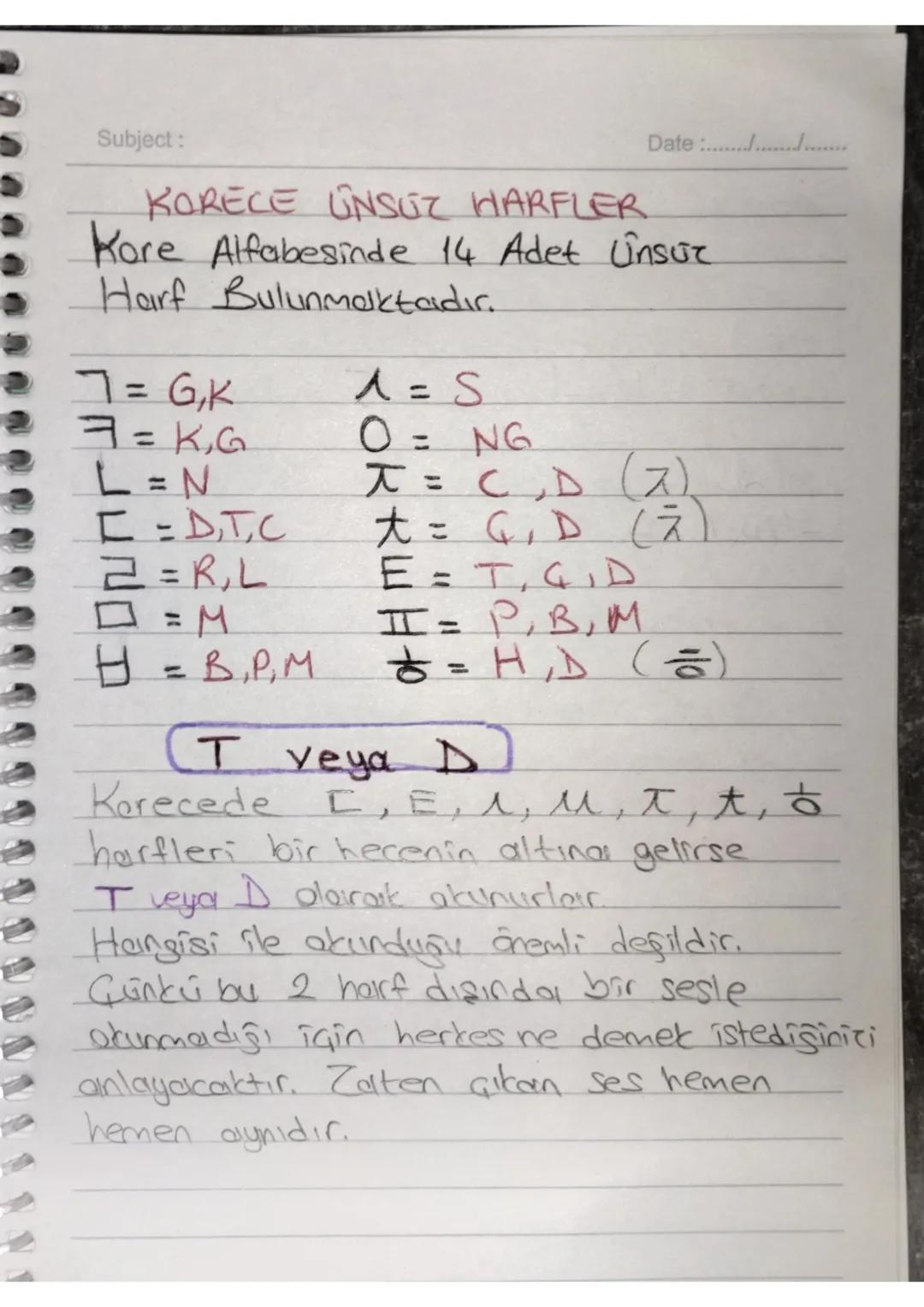 Subject:
Date :.......................
KORECE UNSUZ HARFLER
Kore Alfabesinde 14 Adet Unsuc
Harf Bulunmaktadır.
7 = G,K
λ = S
7 = K,6
L=N
C=D