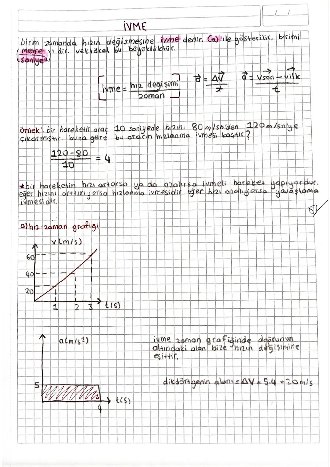 IVME

birim zamanda hızın değişmesine ivme denir. (a) ile gösterilir. birimi
(metre dir. vektörel bir büyüklüktür.
Saniye

$ivme= \frac{hız 
