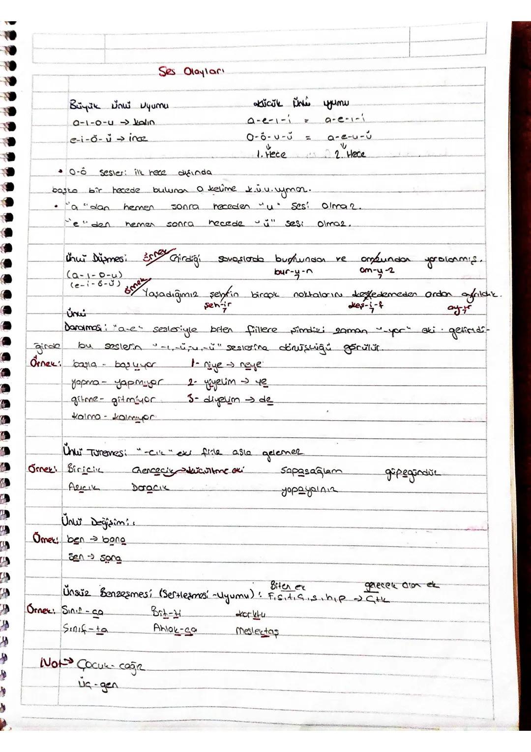 Ses Olayları
Büyük unui Uyumu
9-1-0-4 kalın.
e-i-ŏ- ŭ → ince
00-8 Sesler: ilk hace disinda
Küçük uni yumu.
a-e-1-i = La-e-i-i
0-8-4-0 =
1. H