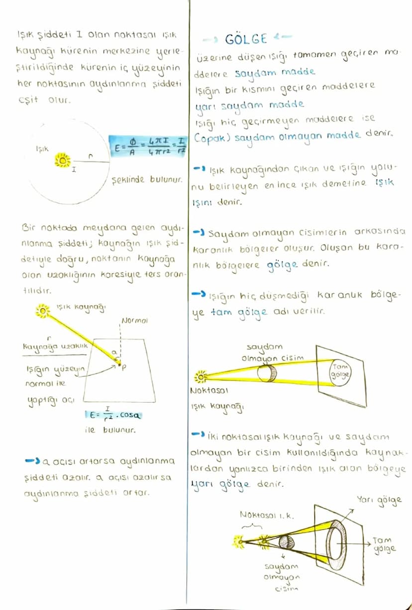OPTİK
Işık ve ışık olaylarını inceleyen fizi-
gin alt dalina optik denir.
-IŞIK ŞİDDETİ -
birim zamanda belirli bir doğrultu-
da yayılan işı