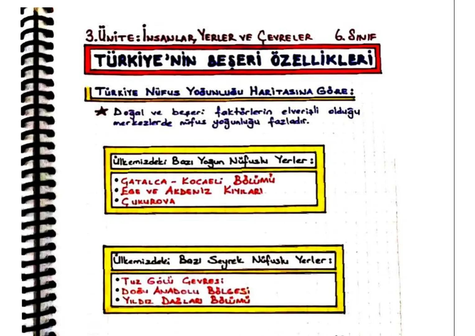 3. ÜNİTE İNSANLAR, YERLER VE ÇEVRELER 6. SINIF
TÜRKİYE'NİN BEŞERİ ÖZELLİKLERİ
||NÜFUS: Sincları belirli bir alanda yaşayan insan sayısıdır.
