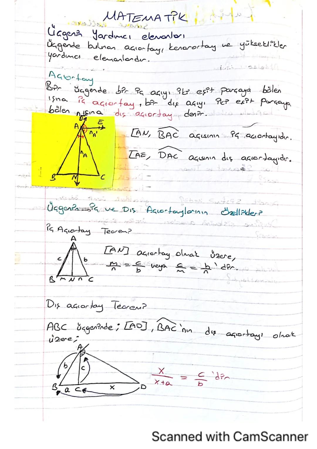 MATEMATIK
どん
Lagenin Yardme, elevarları
Üçgende bulunan açıortay, kenarortay
yardimas elemanlander.
we
yükseklikler
Aaortay
Bir üagende bir 