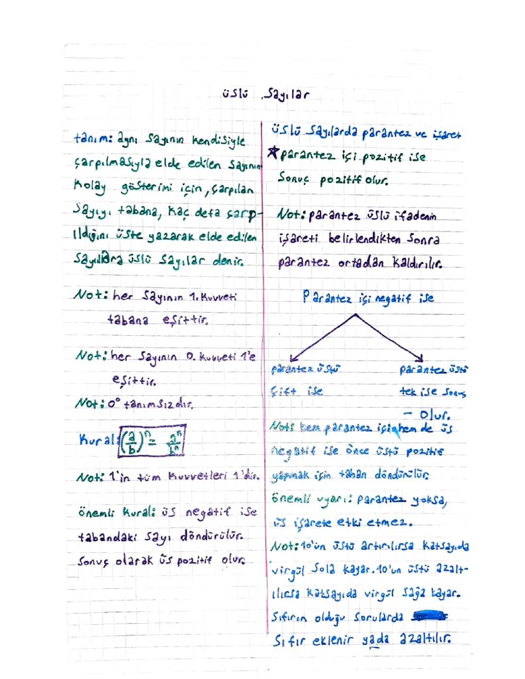 Üslü Sayılar: Pratik Ders Notları