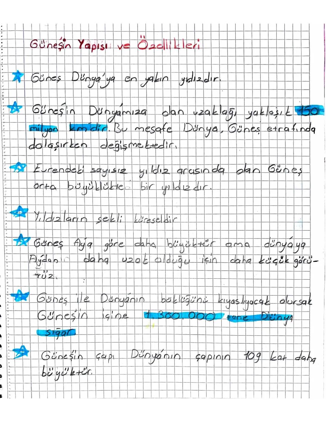 güneş ve ayın özellikleri özet bilgileri