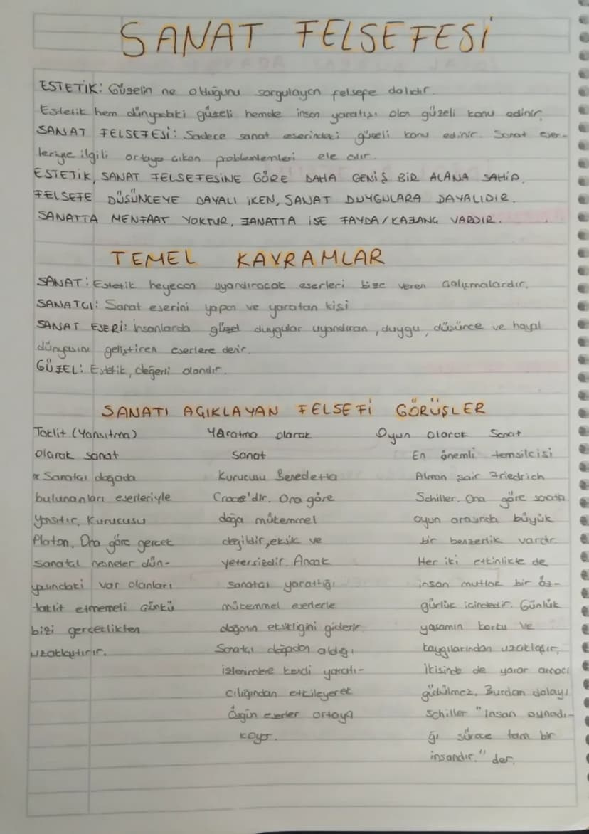 # SANAT FELSEFESİ

ESTETIK: Güzelin ne olduğunu sorgulayan felsefe dalıdır.
Estetik hem dünyalıki güzeli hemde inson yaratışı ola güzeli kon