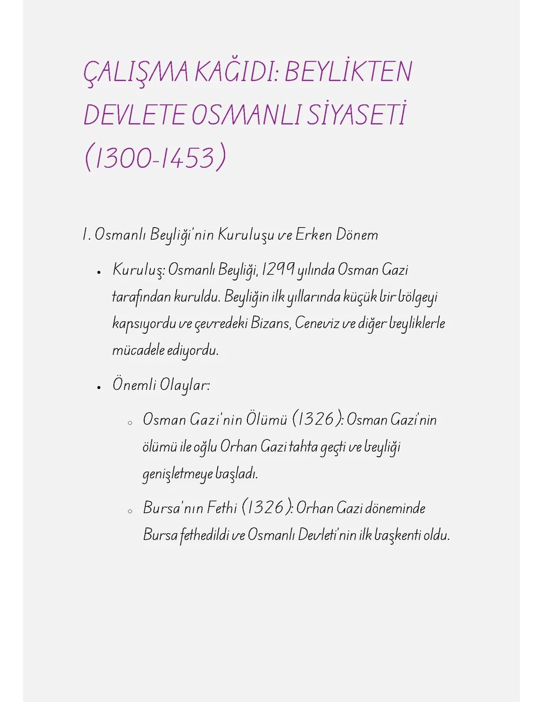 Beylikten Devlete Osmanlı Siyaseti(1300-1453)