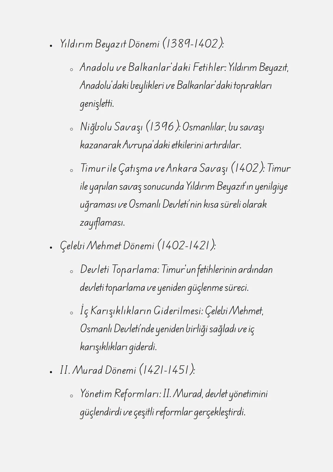 ÇALIŞMA KAĞIDI: BEYLİKTEN
DEVLETE OSMANLI SİYASETİ
(1300-1453)
1. Osmanlı Beyliği'nin Kuruluşu ve Erken Dönem
• Kuruluş: Osmanlı Beyliği, 12