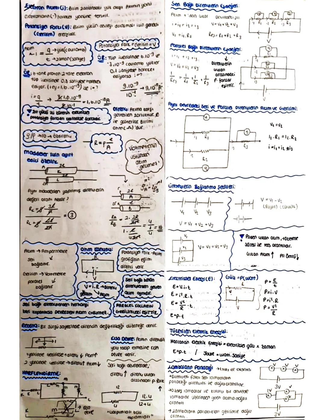 eron Aumi(i): 8m 2aniardaki yuk akışı Akımın yönü
Ciceronianin (-) forece yonüne terstil.
Potansiyel Foru (V): Bilim yüzün cevreyi dololması