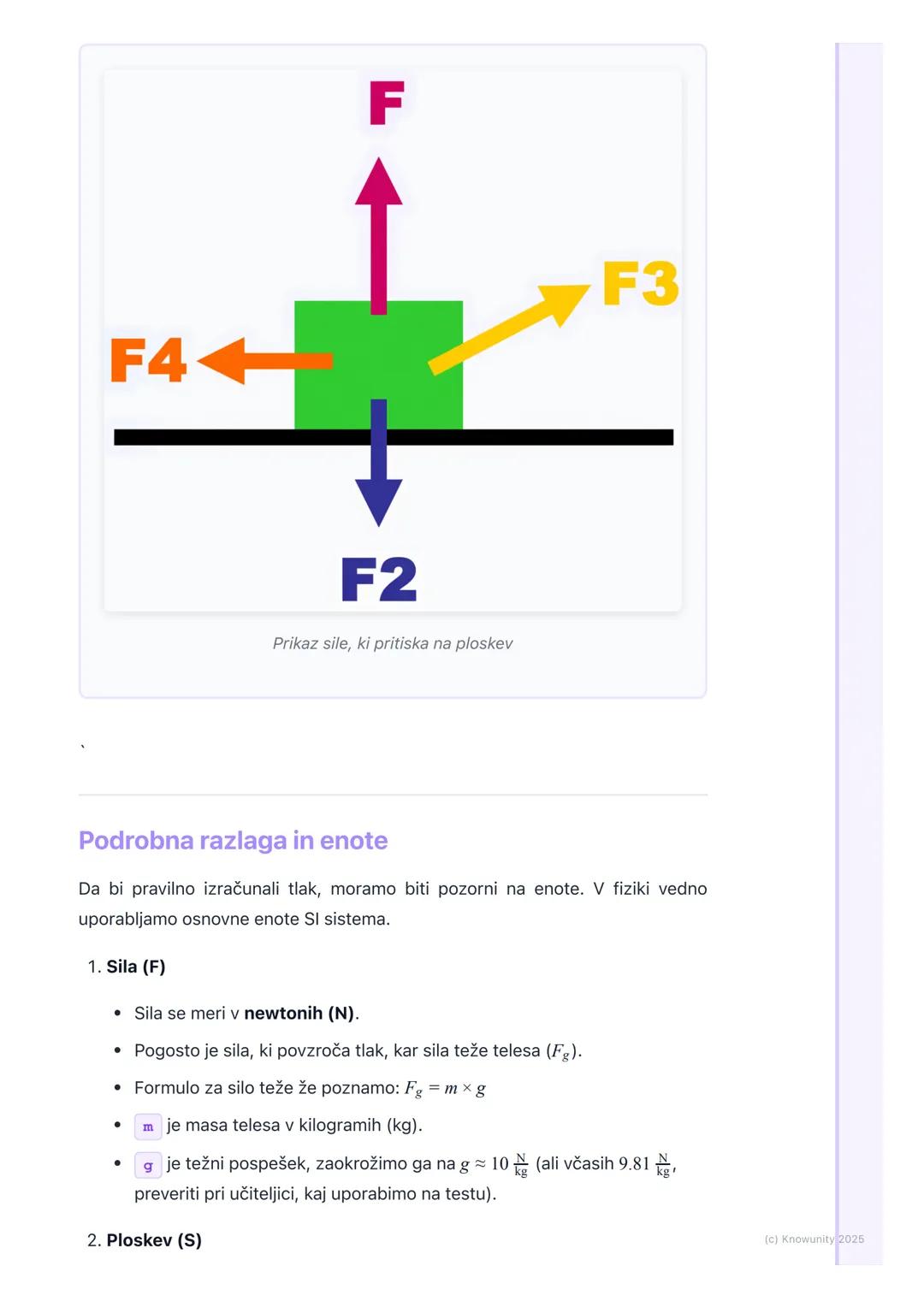 # Tlak

Kaj je tlak?

Tlak je fizikalna količina, ki nam pove, kako je neka sila porazdeljena na
določeno ploskev. V bistvu gre za to, kako 