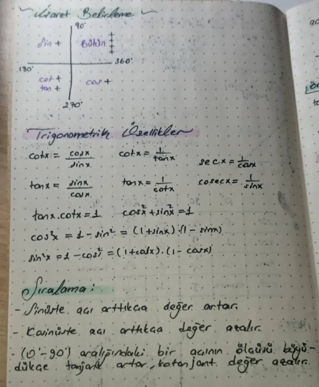 trigonemetri

A7
tersi yönünde
aaila positit yönlü, saat.
yönündeki açılar. negatif
yönlüdür.

πιπ.
positif

Hipotenur

kordu kenar. C.

Sin