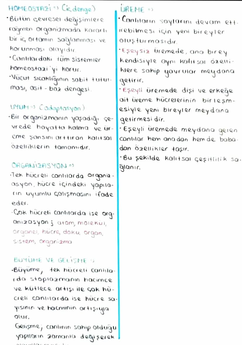 .
CANLILARIN
HÜCRESEL YAPI =>
BOŞALTIM =>
•Organizmaların yapısal ve işle- Canlıların metabolik faaliyetleri
vsel birimi hücredir.
•Hücreler