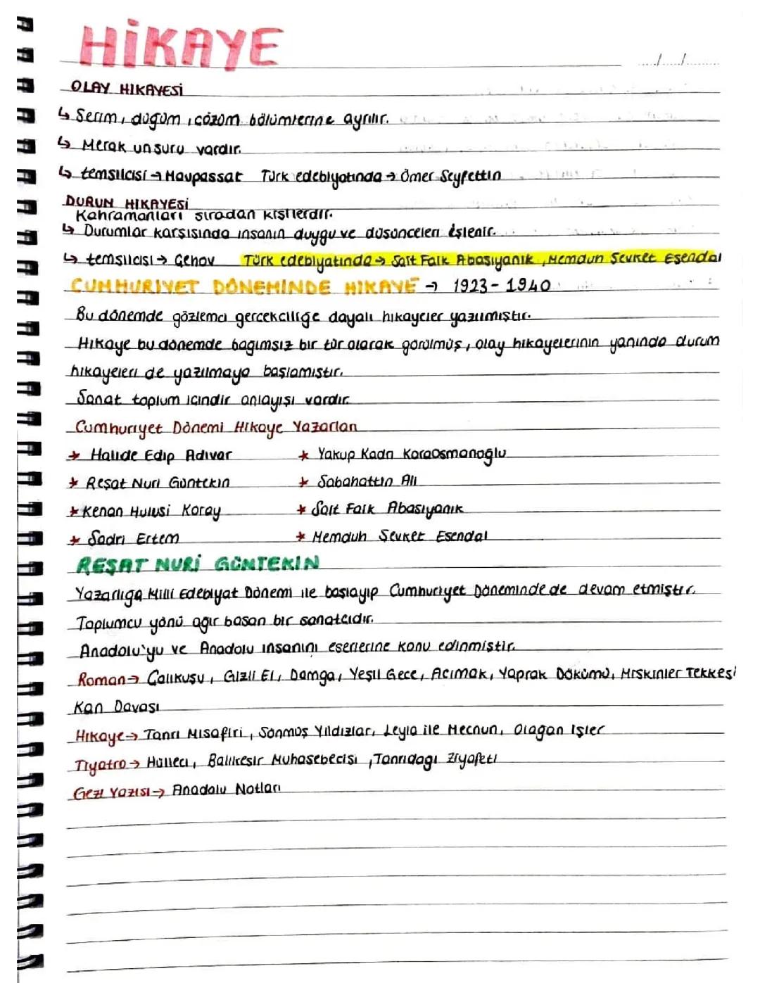 11. Sınıf Edebiyat Ders Notları: Hikaye Konu Anlatımı