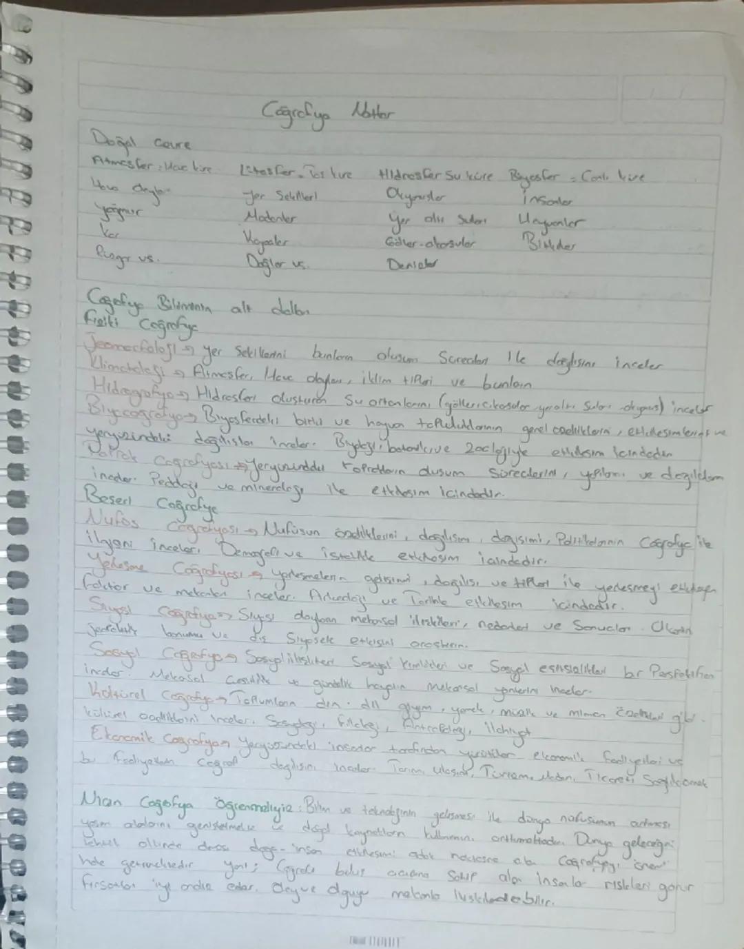 9.Sınıf Coğrafya ders notu