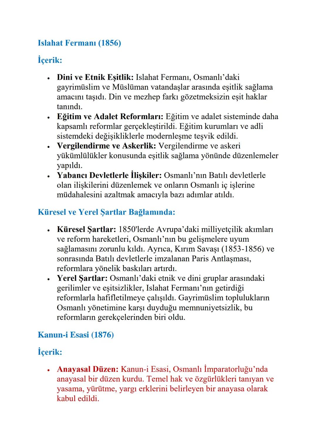 # TANZİMAT FERMANI, ISLAHAT FERMANI VE
# KANUN'I ESASİ'NİN İÇERİKLERİNİ KÜRESEL VE
# YEREL SİYASİ ŞARTLAR BAĞLAMINDA
# DEĞERLENDİRME

Tanzim