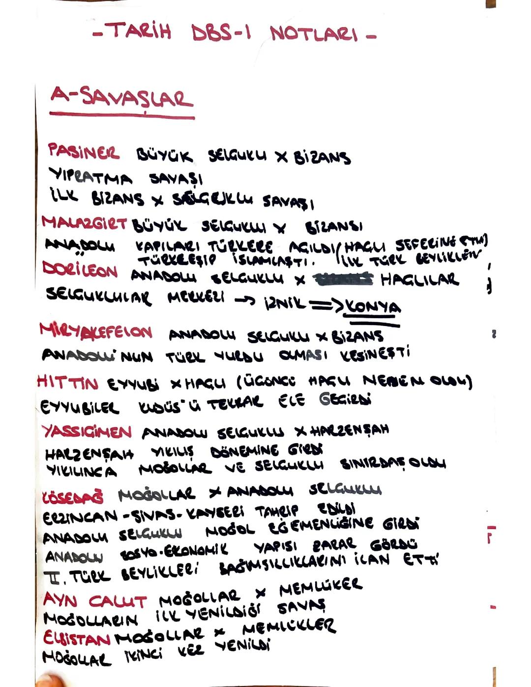10.Sınıf Tarih 1.Yazılı Özeti
