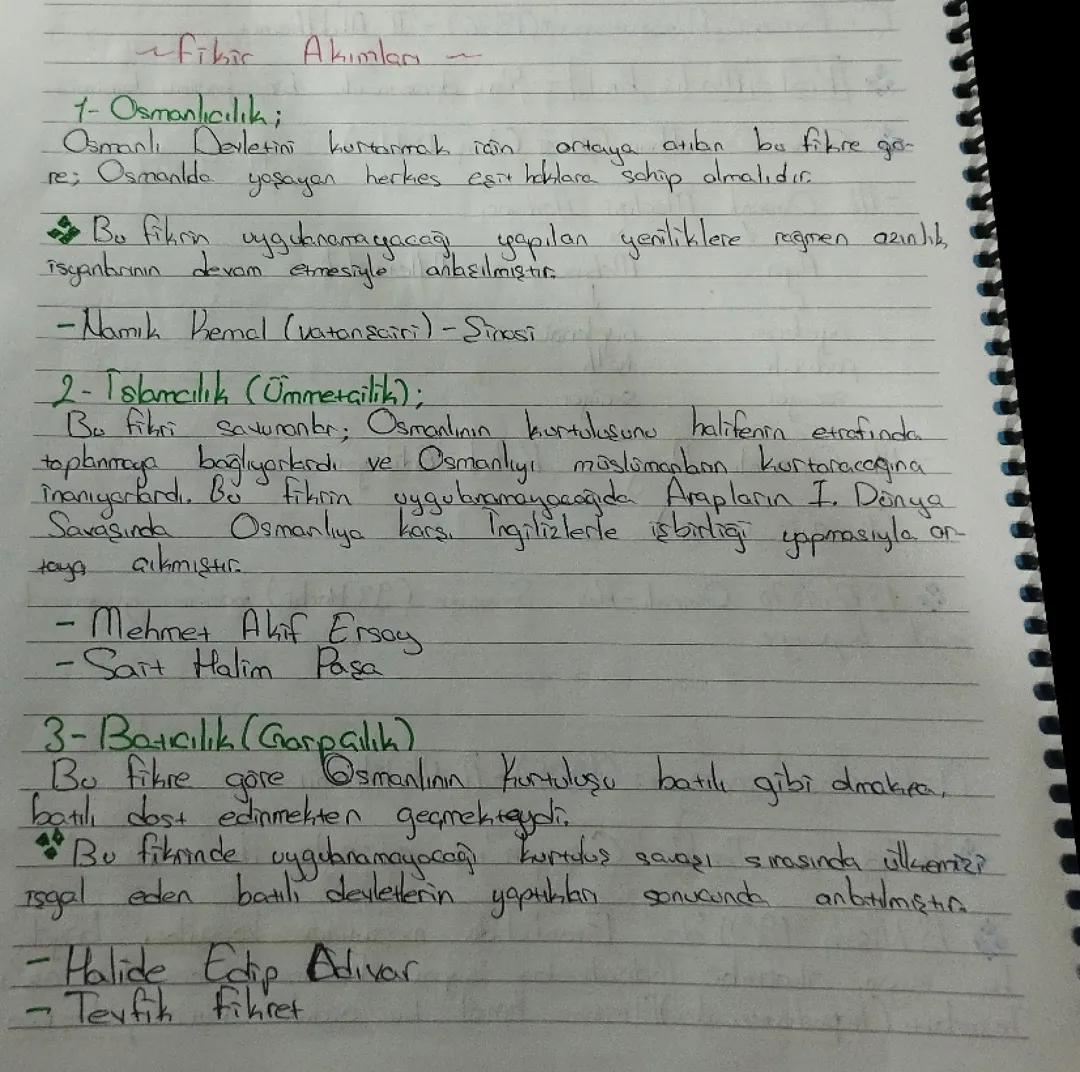 Fikir akımları nelerdir