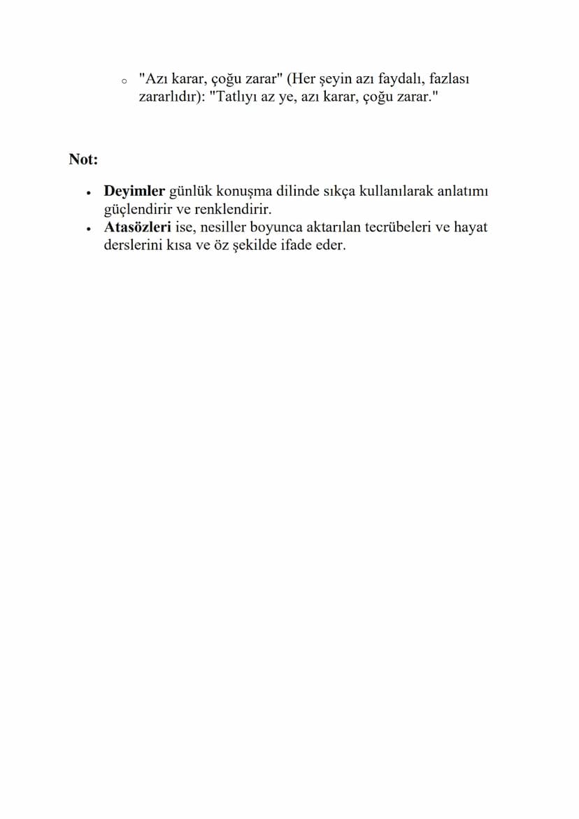 DEYİMLER VE ATASÖZLERİ
DEYİMLER
Deyimler: Genellikle kalıplaşmış ifadeler olan, mecaz anlam taşıyan
ve belirli bir durumu, duyguyu veya düşü