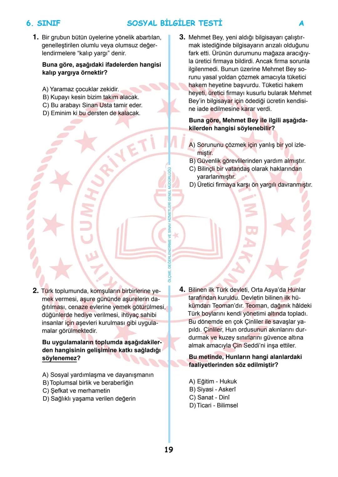 --- OCR Start ---
**
*
*
T.C.
MİLLÎ EĞİTİM BAKANLIĞI
ÖLÇME, DEĞERLENDİRME VE SINAV
HİZMETLERİ GENEL MÜDÜRLÜĞÜ
İLKÖĞRETİM VE ORTAÖĞRETİM
KURU
