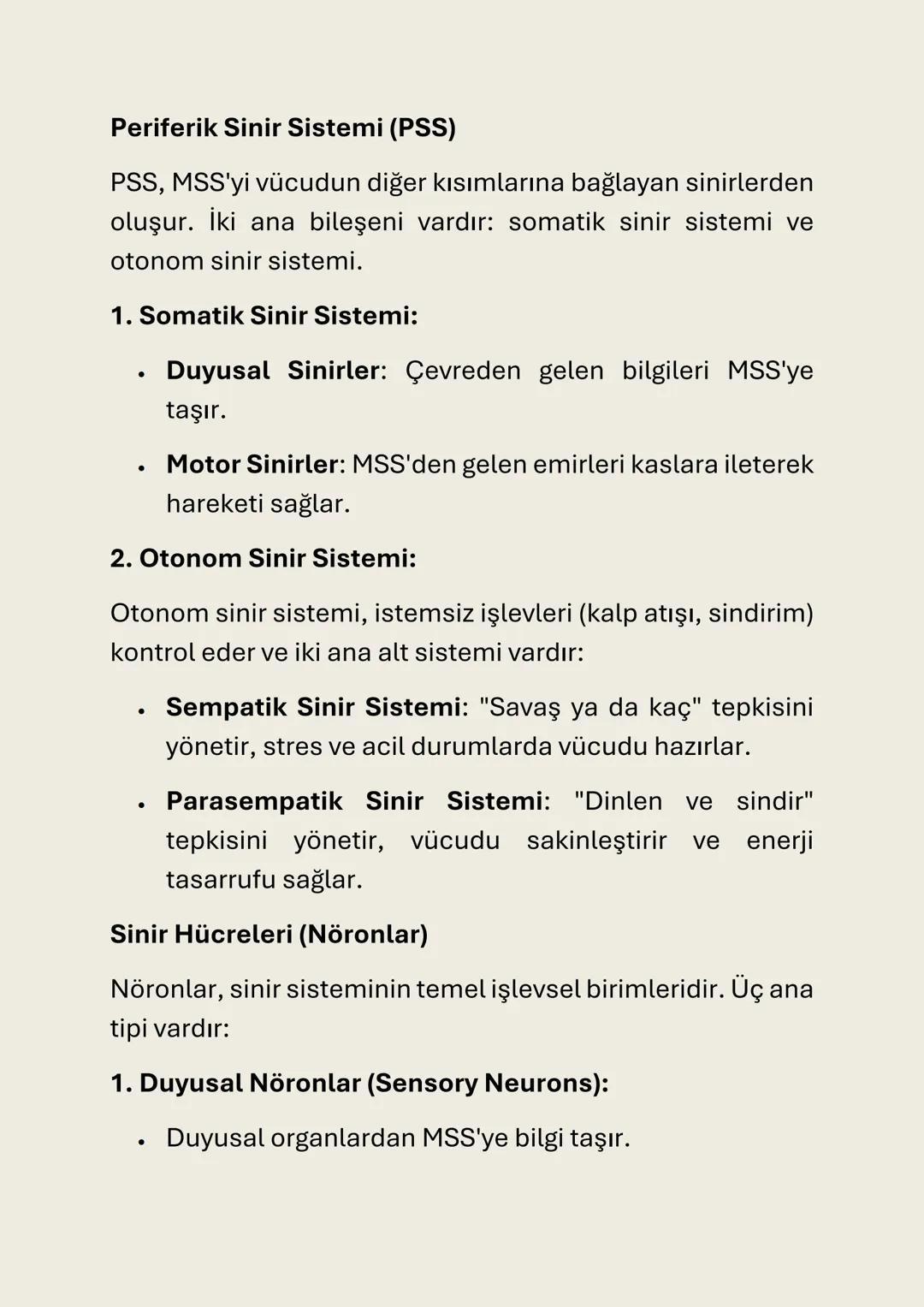 SİNİR SİSTEMİ
Tanım:
Sinir sistemi, organizmanın iç ve dış çevresinden gelen
bilgileri alır, işler ve uygun tepkileri organize eder. İki ana