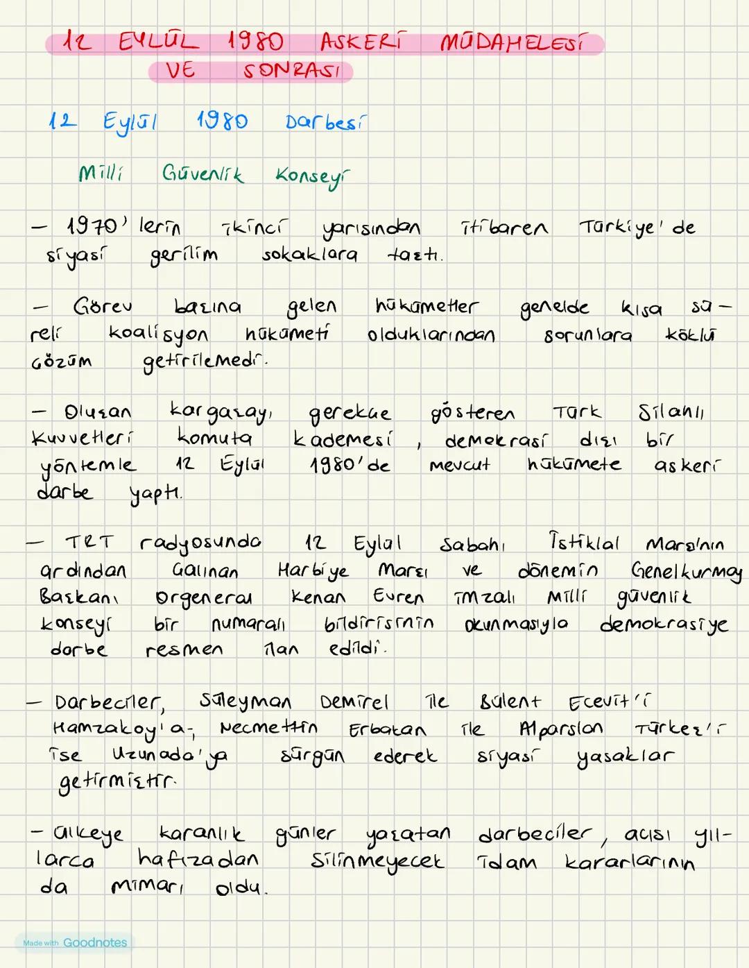 12
EYLÜL 1980
VE
ASKERT
MUDAHELEST
SONRASI
12 Eylül 1980
Darbesi
Milli
Güvenlik Konsey
-
1970'lerin
ikinci
yarısından
itibaren
Türkiye'de
si
