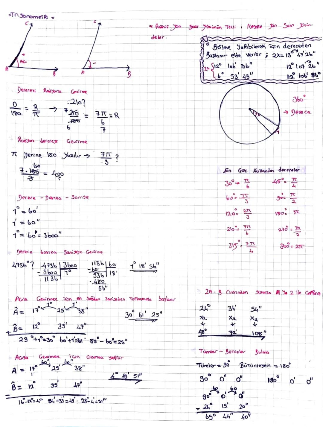 A
=Trigonometri =
AC
A
Derecer: Radyana
Gevirme
210?
=
→
180
7210=
7π=R
180
เ
6
7
Gevirme
Radyon dereceye
π yerine 180 yazılır →
60
7.186
40