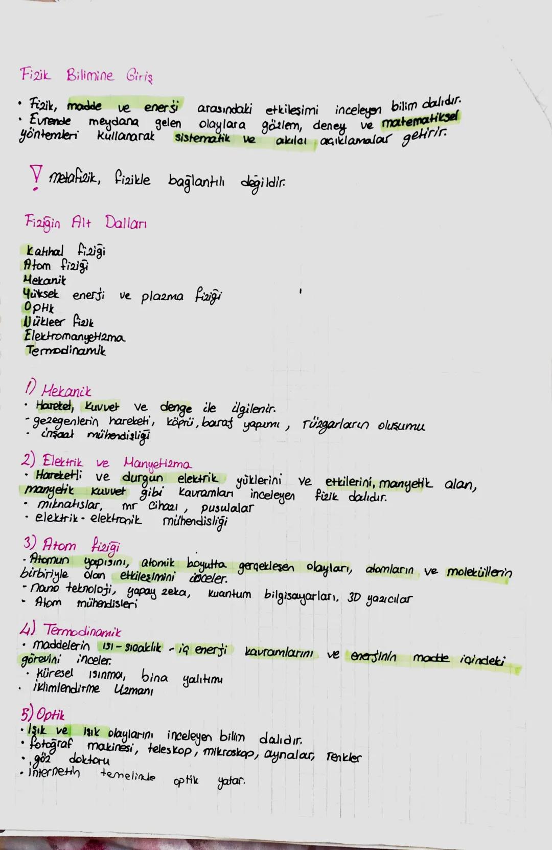 Fizik Bilimine Giriş: Temel Kavramlar ve Konular